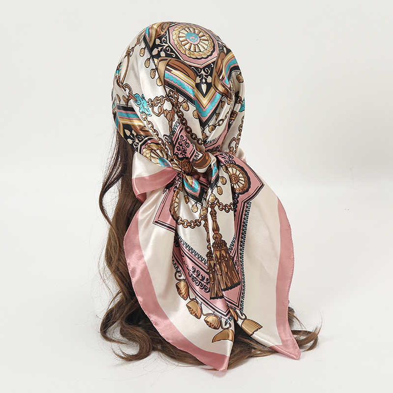 Women Accessories Chain - Satijnen vierkante sjaal dames moslim hijab