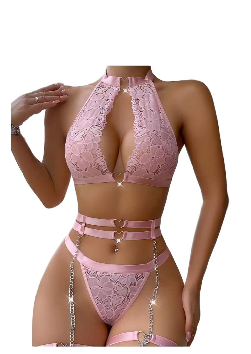 Accessories Woman - Sexy lingerie set push-up kanten kousenband
