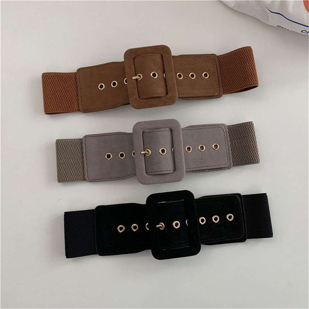 Women Accessories Description - Damesriem Stretch Brede tailleriemen Metalen gesp