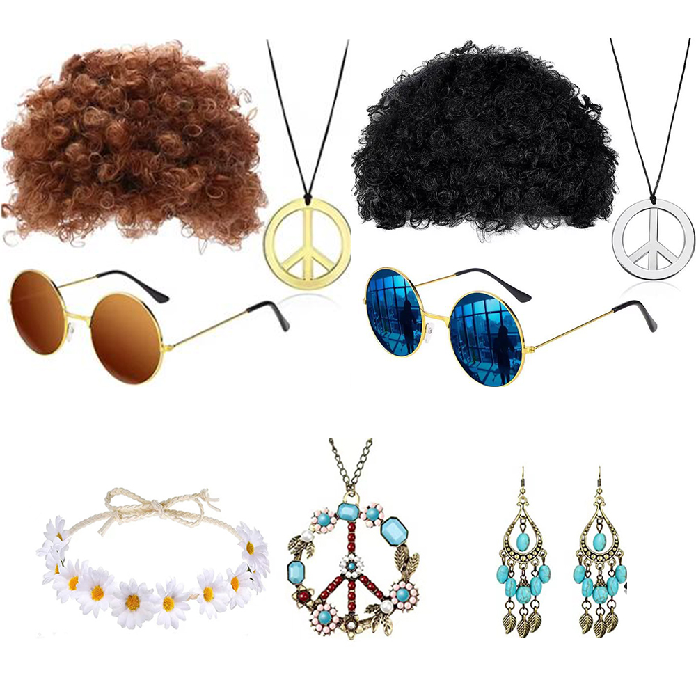 Women'S Accessories In The 60S - Hippie jaren '60 accessoire set pruik