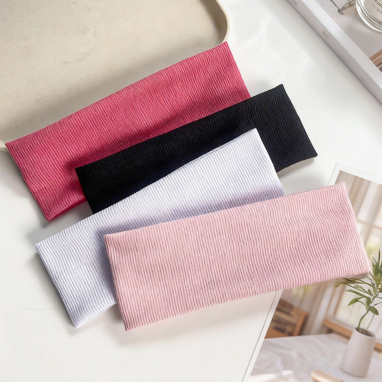 Women'S Yoga Accessories - 4 stuks brede geribbelde elastische hoofdbanden,