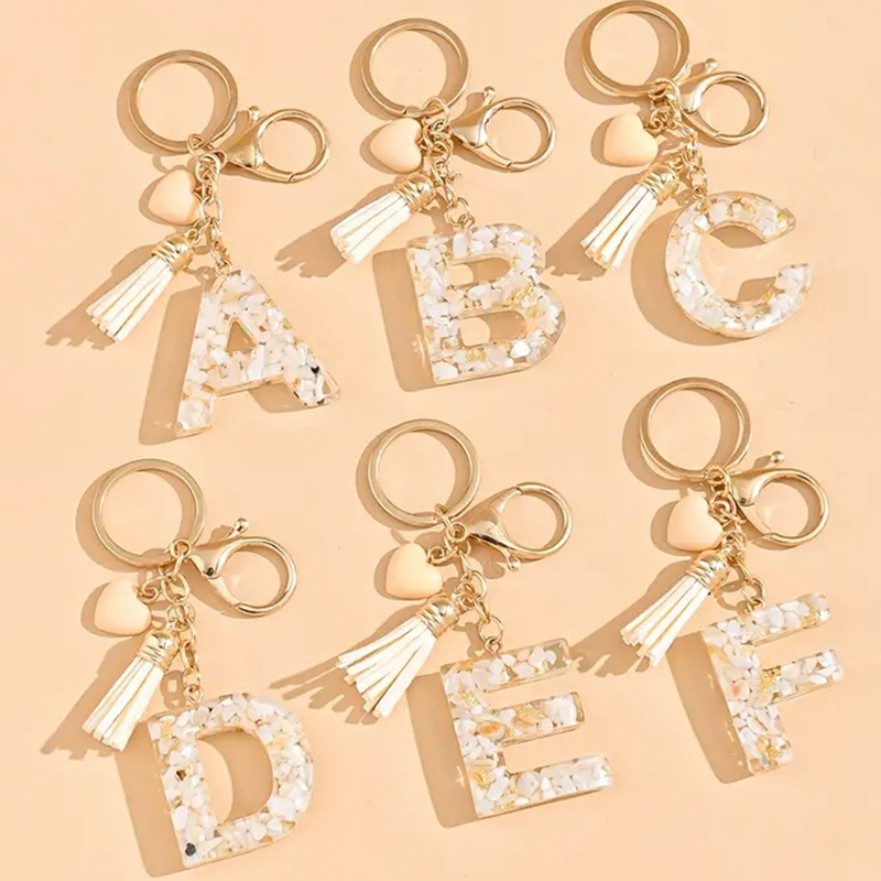 Women Accessories In English - A-Z Engelse sleutelhanger kwast hars hart