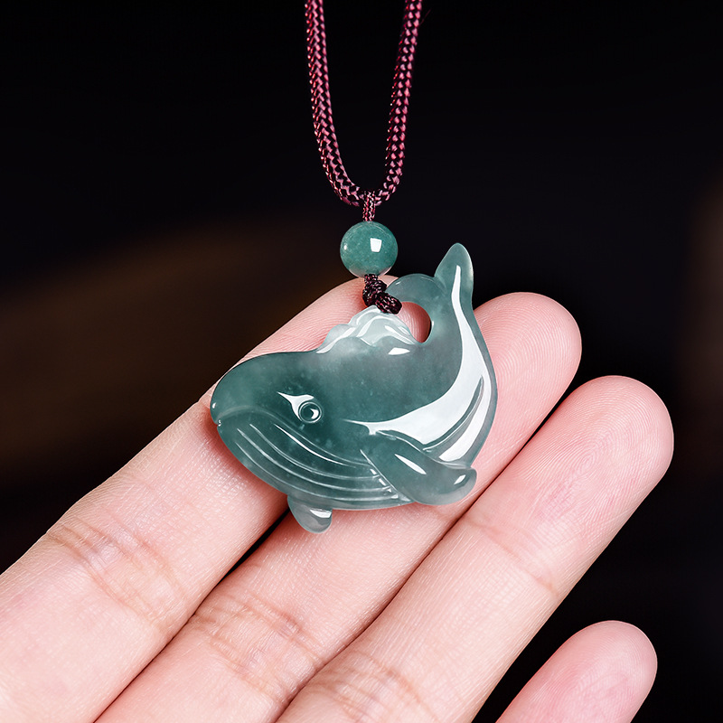 Accessories Woman - Natuurlijke Birmese Jadeiet Walvis Hanger Ketting