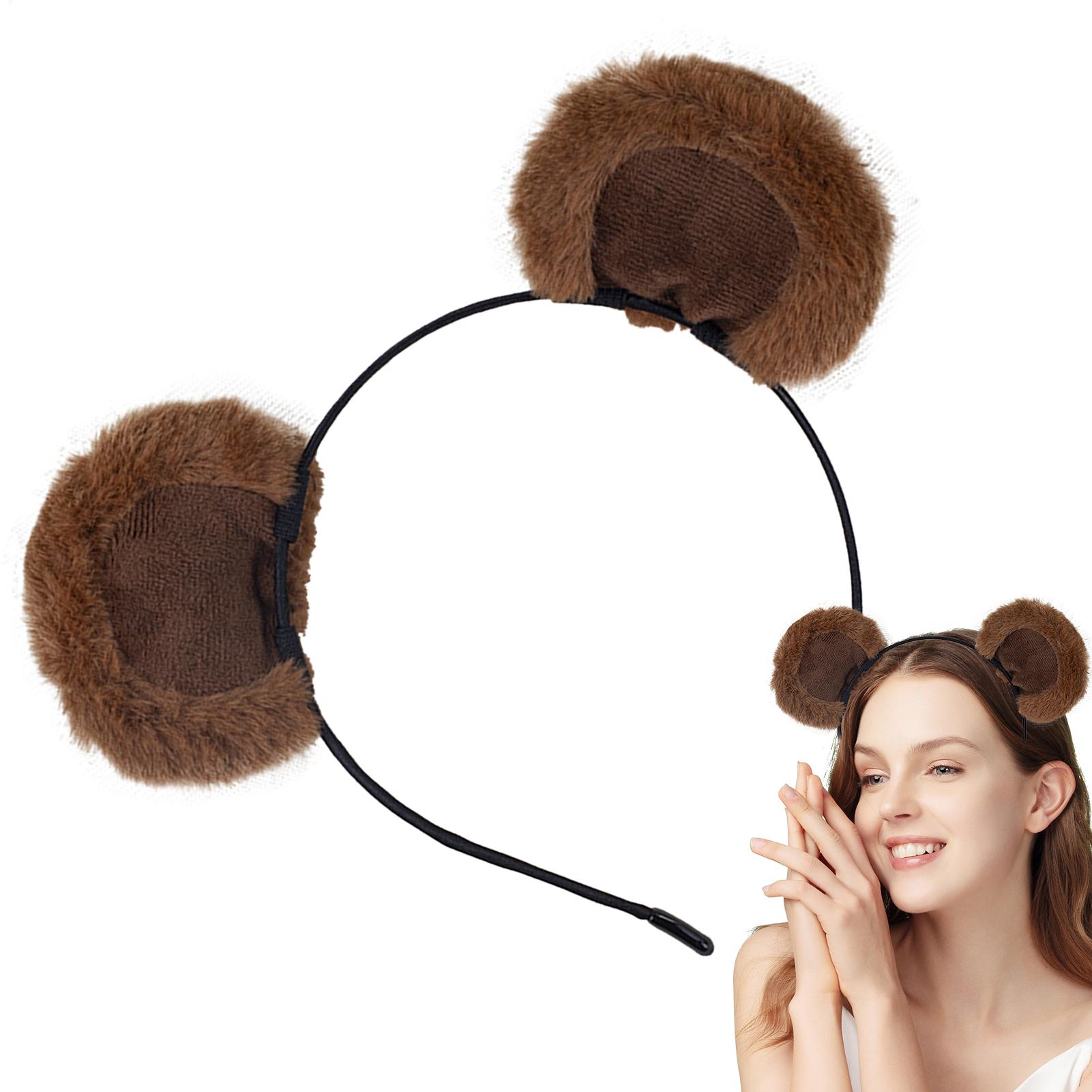 Women Accessories Combo Gift - Schattige bruine oren hoofdband verstelbare pluizige