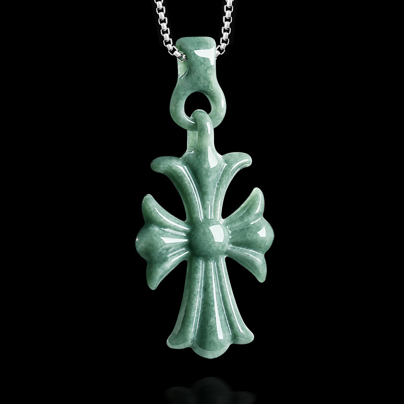Accessories Woman - Natuurlijke Birmese Jadeïet kruis hanger ketting