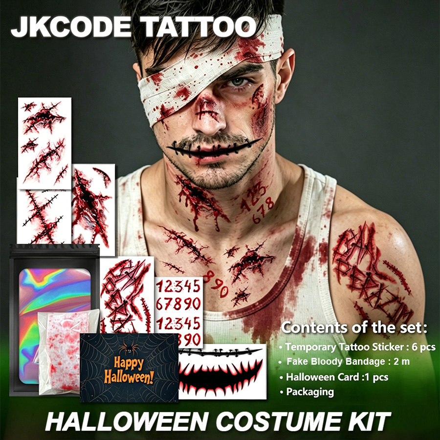 Women Accessories Combo Gift - Halloween-horrorkostuums, Halloween-tatoeage-geschenkdoos | Horror Tattoo Set,