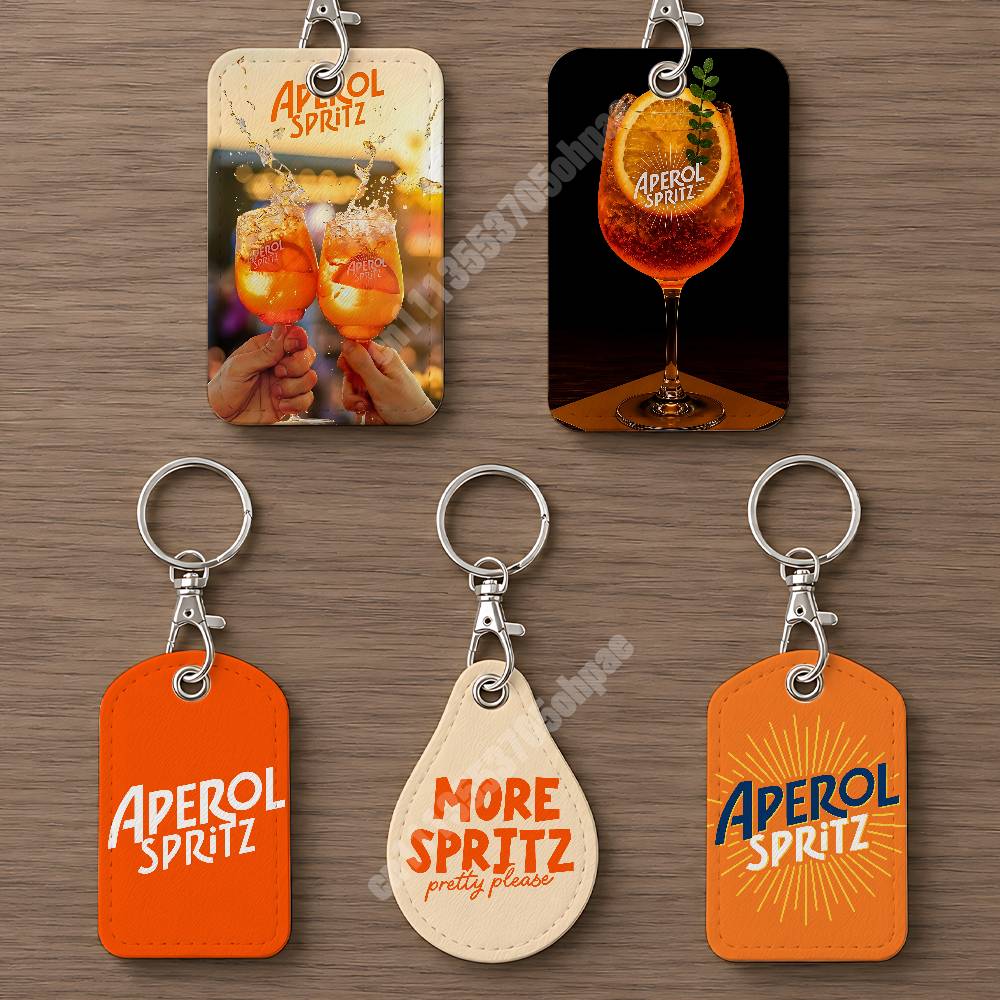 Women'S Keychain Accessories - Oranje Prosecco A-Aperol S-Spritz lederen sleutelhanger